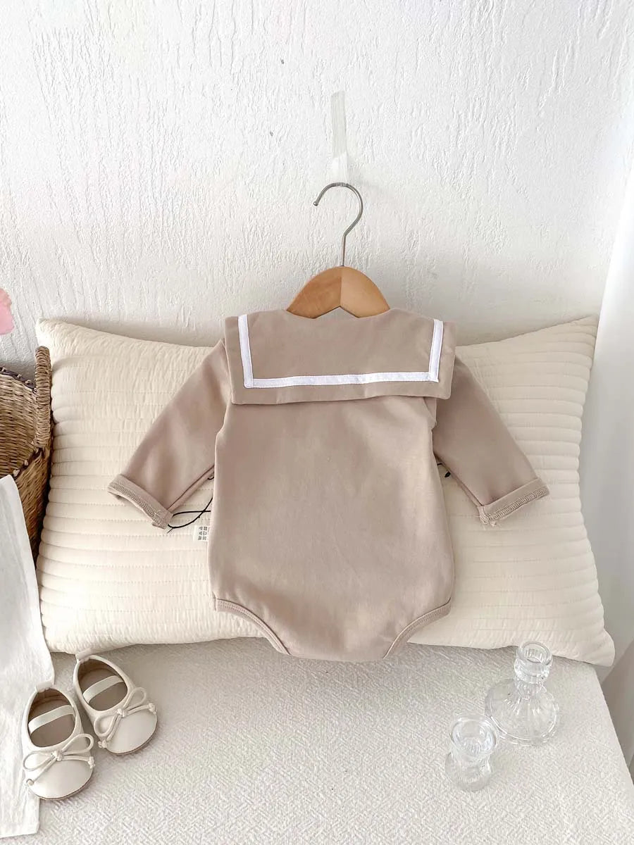 2025, Herbst und Winter, neu für Kinder, Babys, Jungen und Mädchen, Peter-Pan-Kragen-Outfits, Kleinkinder-Overalls, Samt-Bodys, warm halten.