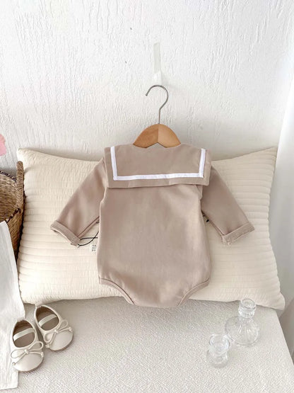 2025, Herbst und Winter, neu für Kinder, Babys, Jungen und Mädchen, Peter-Pan-Kragen-Outfits, Kleinkinder-Overalls, Samt-Bodys, warm halten.