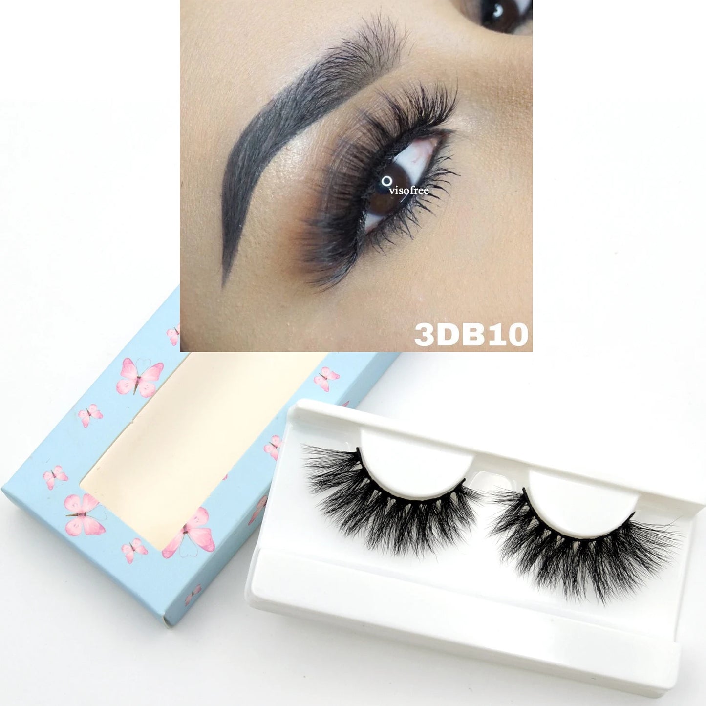 Visofree Eyelashes 3D Mink Eyelashes Long Lasting Mink Lashes Natural Dramatic Volume Eyelashes Extension False Eyelashes D08