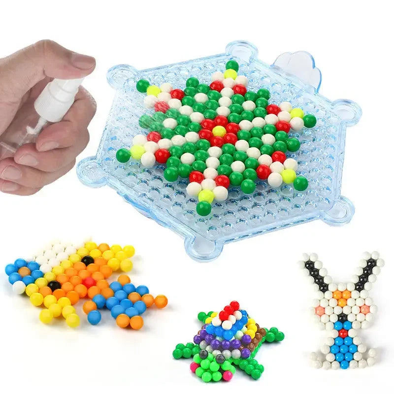 DIY Water Spray Magic Sticky Beads Toy Set Children's Handmade Puzzle Craft Kit Sensory Crystal Beads Kids Art Educational Gifts.