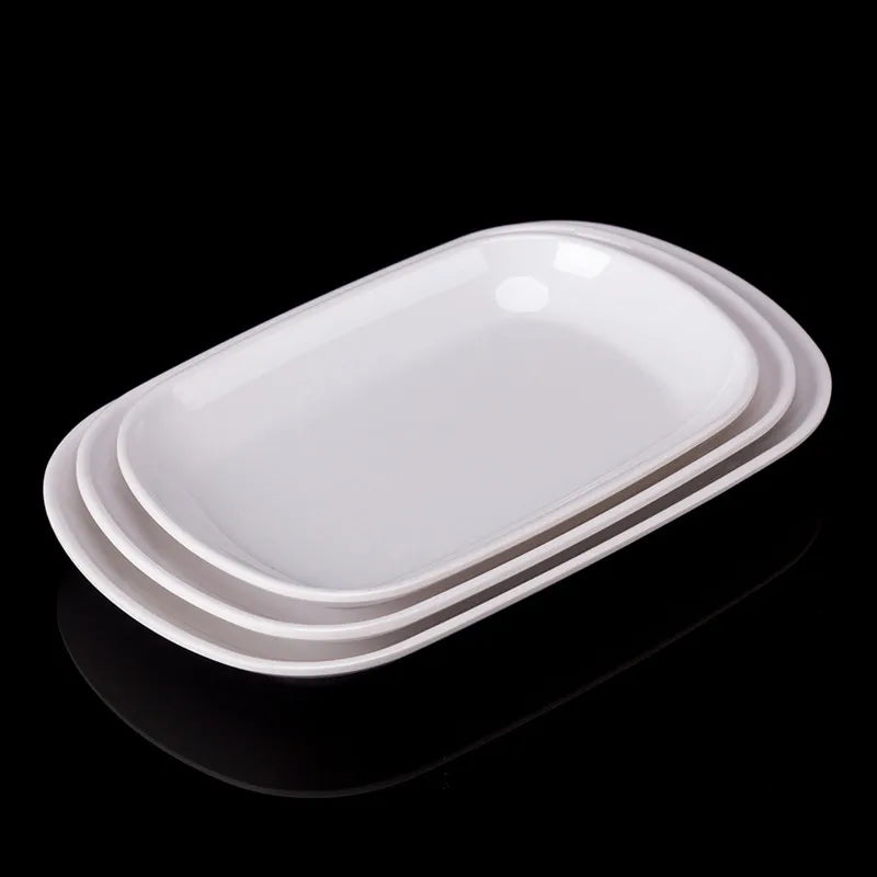 Rectangle Melamine Breakfast Plate Meal Dish Trays Imitation Porcelain Dessret Snack Dishes to Eat Kitchen Tableware 8-10 Inch.