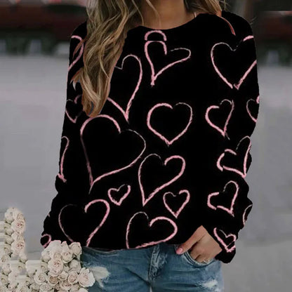 Love Heart Sweatshirts 3D Print Hoodie Women Fashion Streetwear Oversized O-Neck Hoodies Harajuku Woman Pullovers Woman Clothing
