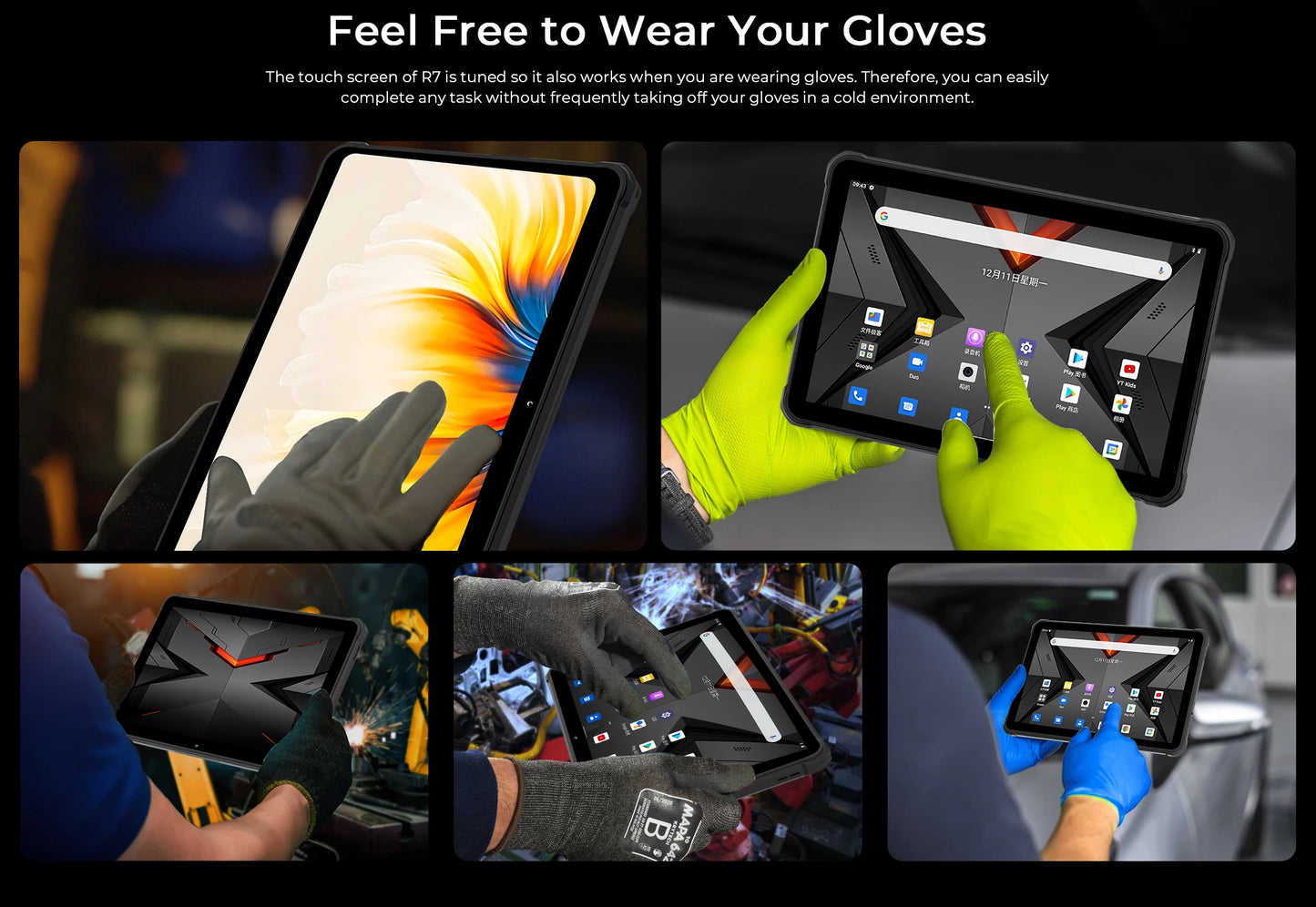 Rugged Tablets HOTWAV R7 12GB(6+6) 256GB 10.1'' 16MP+16MP Android 13.0 15600mAh large battery 20W Dual SIM 4G GPS