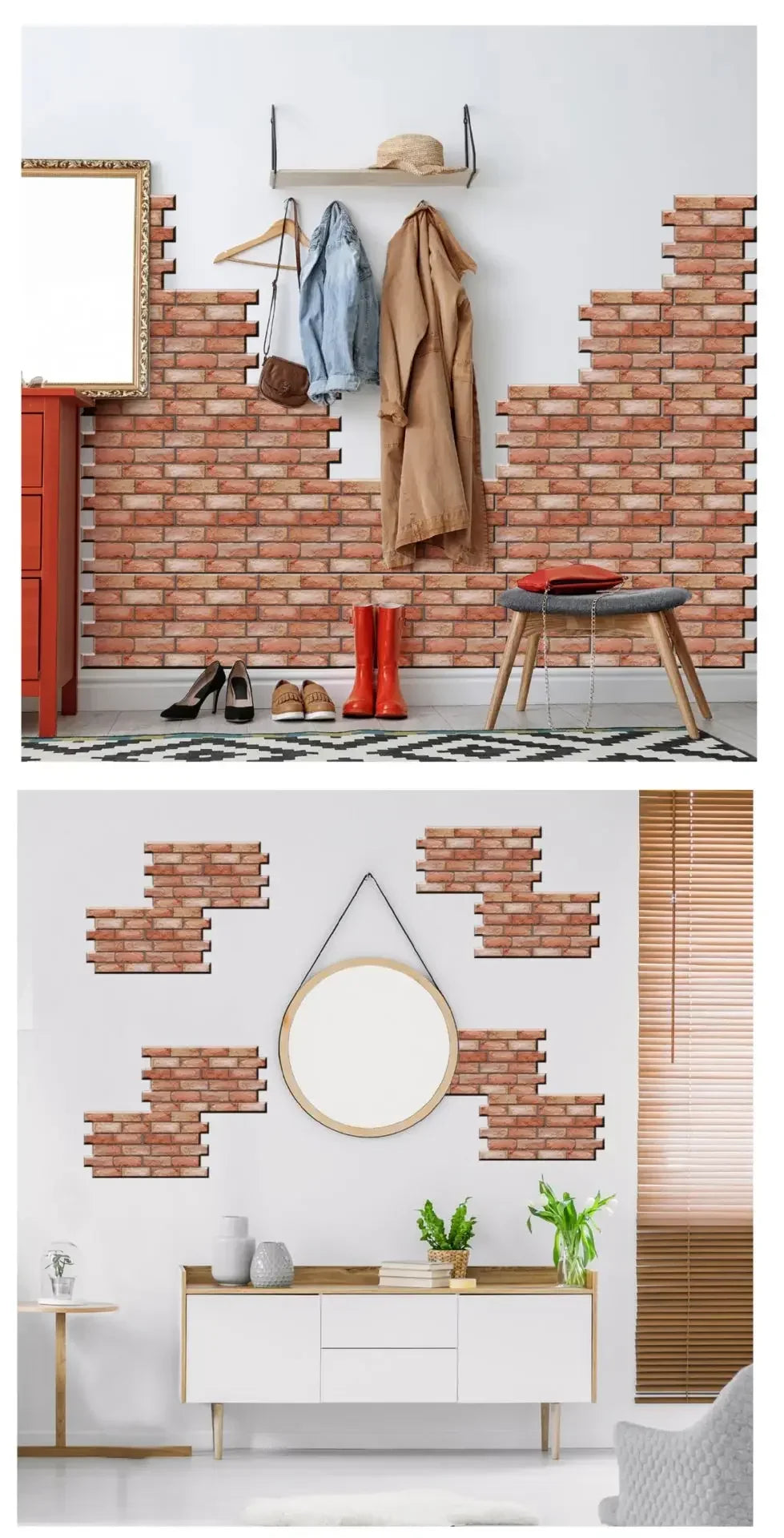 10PCS 3D Self Adhesive Foam Wall Stickers Waterproof Wallpaper Panels for Living Room Bedroom Dining TV Background Decor