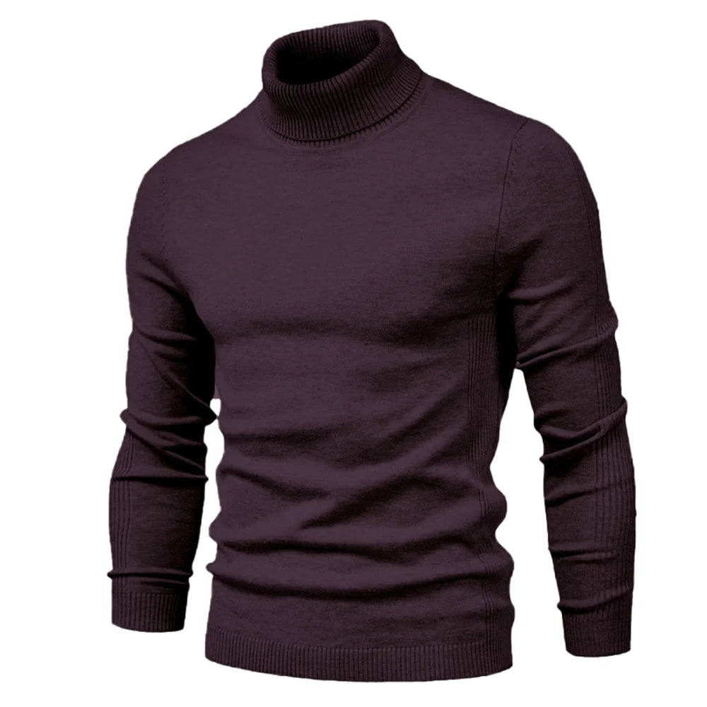 New Winter Turtleneck Thick Mens Sweaters Casual Turtle Neck Solid Color Quality Warm Slim Turtleneck Sweaters Pullover Men.