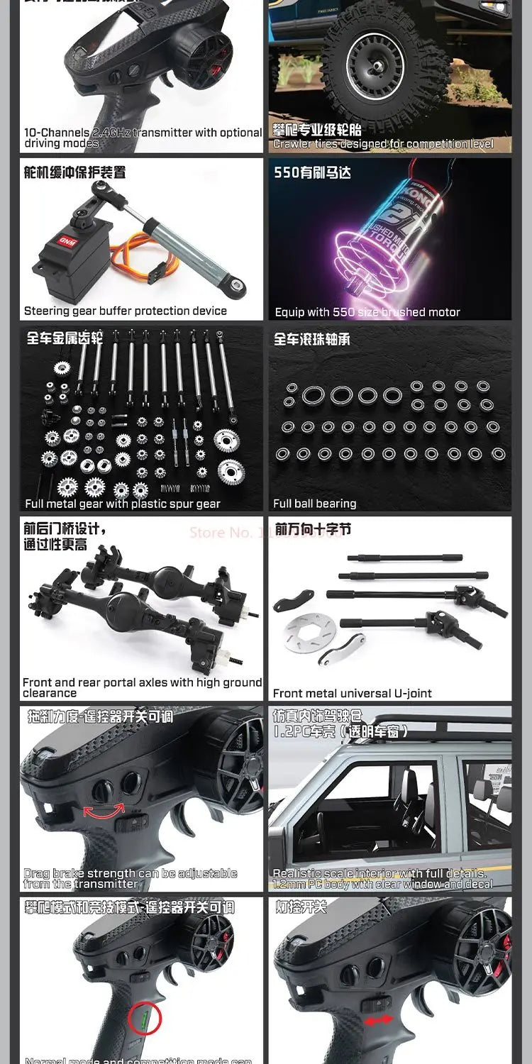 New Yikong Yk4107 1/10 Full Scale Rc Remote Control Start Tank U-Turn Model Super Large Climbing Vehicle Lcg Chassis 4wd Toy.