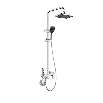 Grey/Chrome Brass Shower System Four Ways Water Outlet Bathroom Shower Faucet Set Rainlfall Hot Cold Bathroom Shower Set