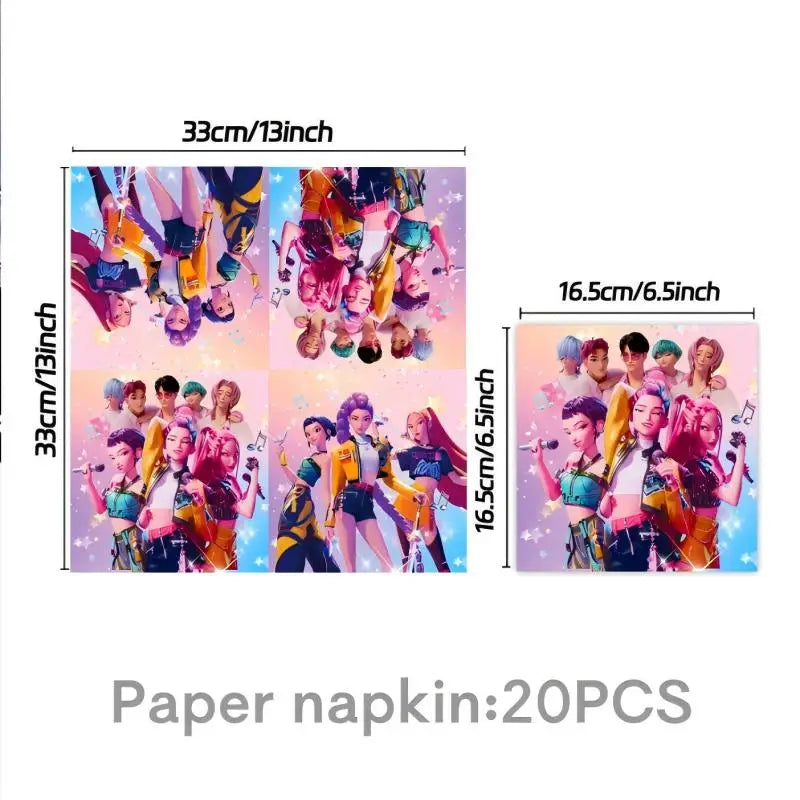 Neue Kpop Dämon Hunter Geburtstag Party Dekoration Geschirr Set Mädchen Luftballons Kuchen Topper Hintergrund Taschen Kinder Party Favor Supplies.