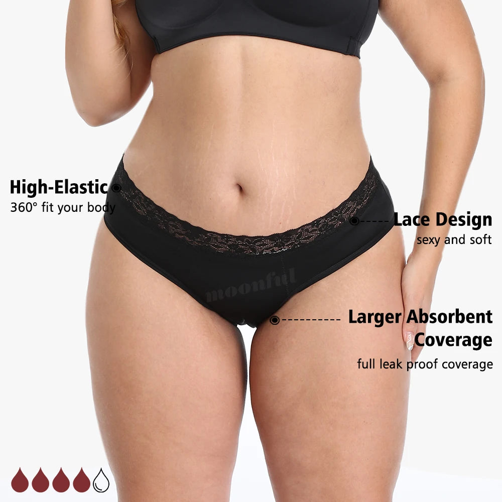 3 PCS Cotton Menstrual Panties Women Lot Leak Proof Period Underwear Heavy Flow 4 Layer Menstrual Cycle Absorbent Underwear Pack.