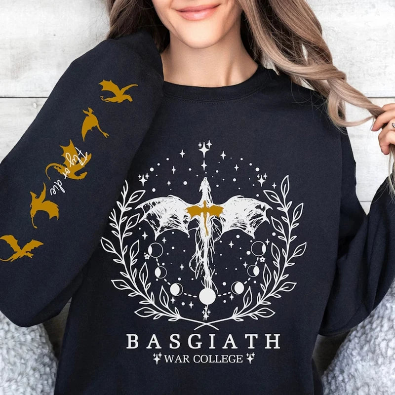 Fourth Wing Sweatshirt Basgiath War College Sweatshirt Women Graphic Hoodies Riders Quadrant Fantasy Reader Bookish Pullover Top.