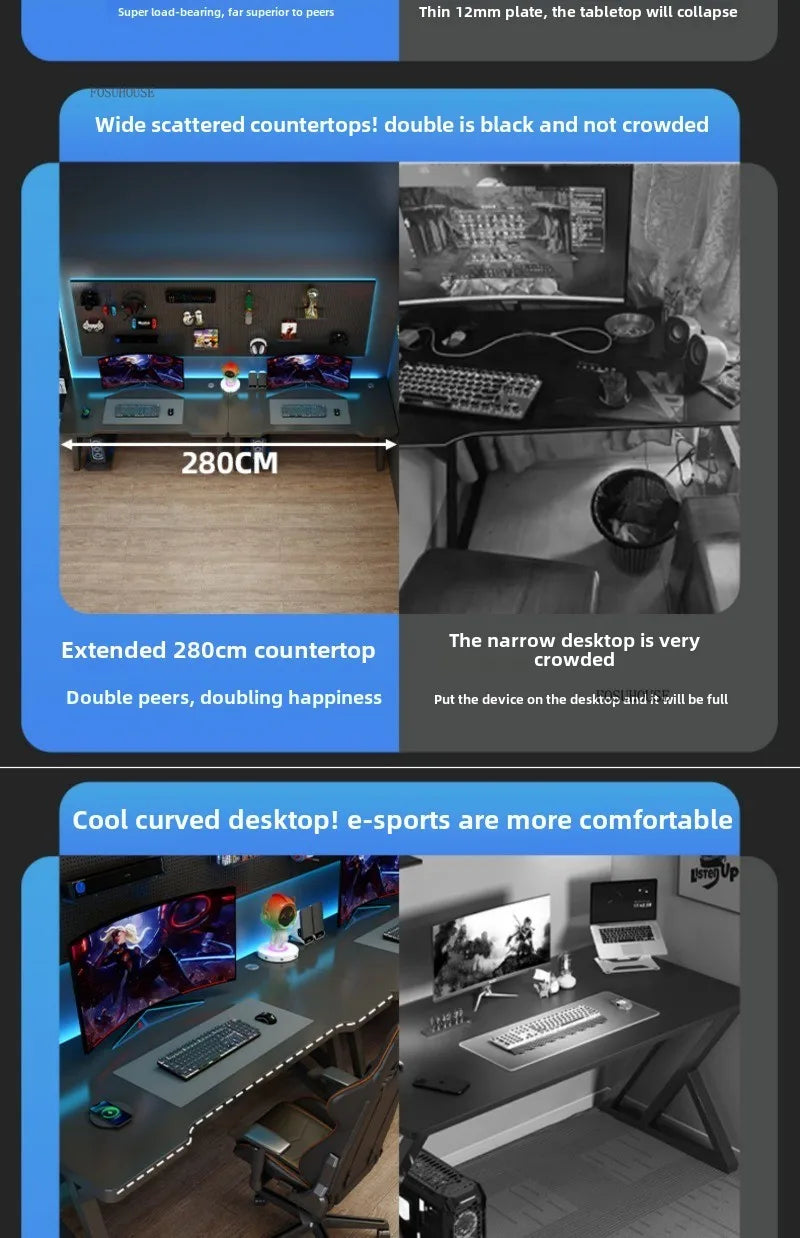 Moderne Doppel-Computertische für Zuhause, Desktop, E-Sport, Gaming-Tisch, Schlafzimmer, einfacher Schreibtisch, Studenten-Studientische, Büromöbel