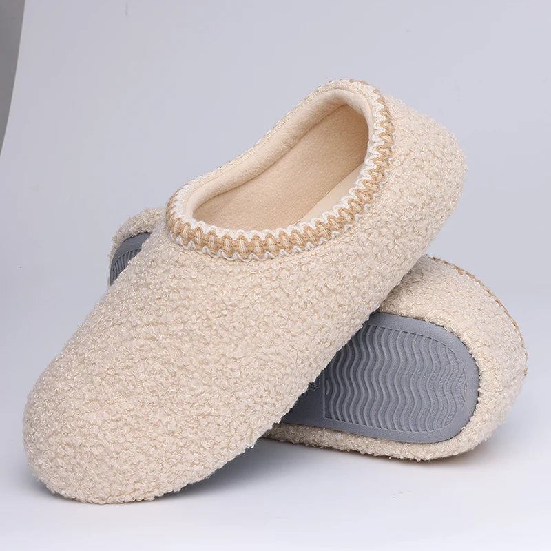 Comwarm Women's Fur Indoor Slippers Polar Fleece Flat Shoes Winter Fuzzy Slippers For Ladies Warm Cozy Shearling House Slippers.