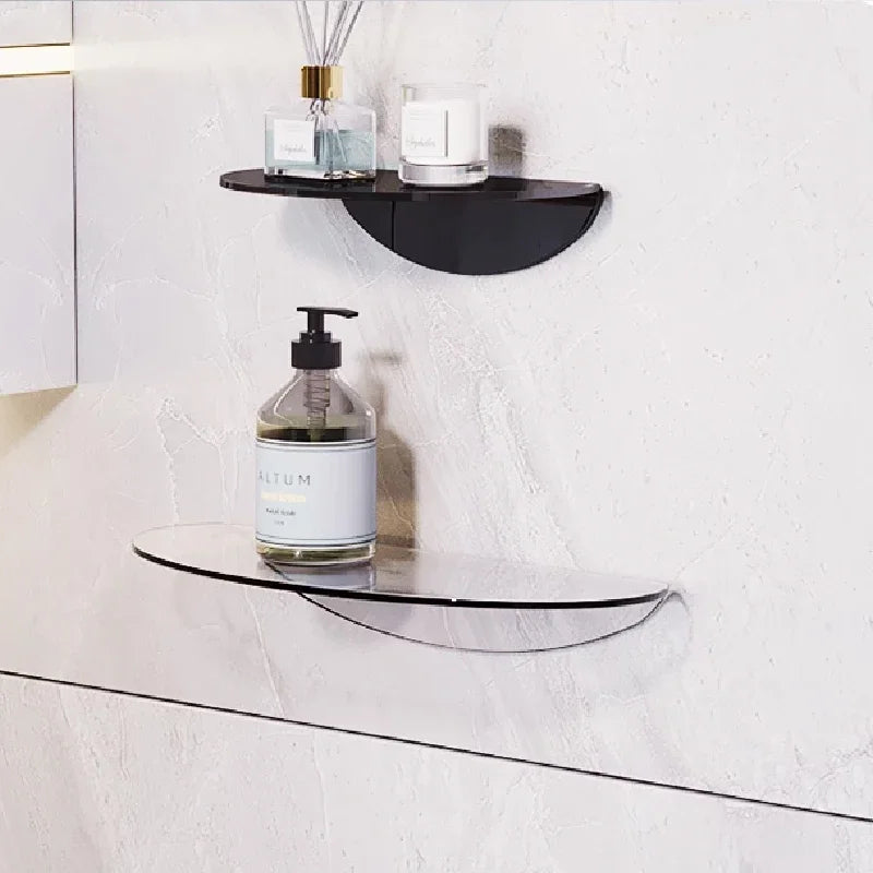 Bathroom Living Room Display Seamless Punch-free Fashion Decoration Color Acrylic Semi-circular Shelf Decoration Rack Storage.