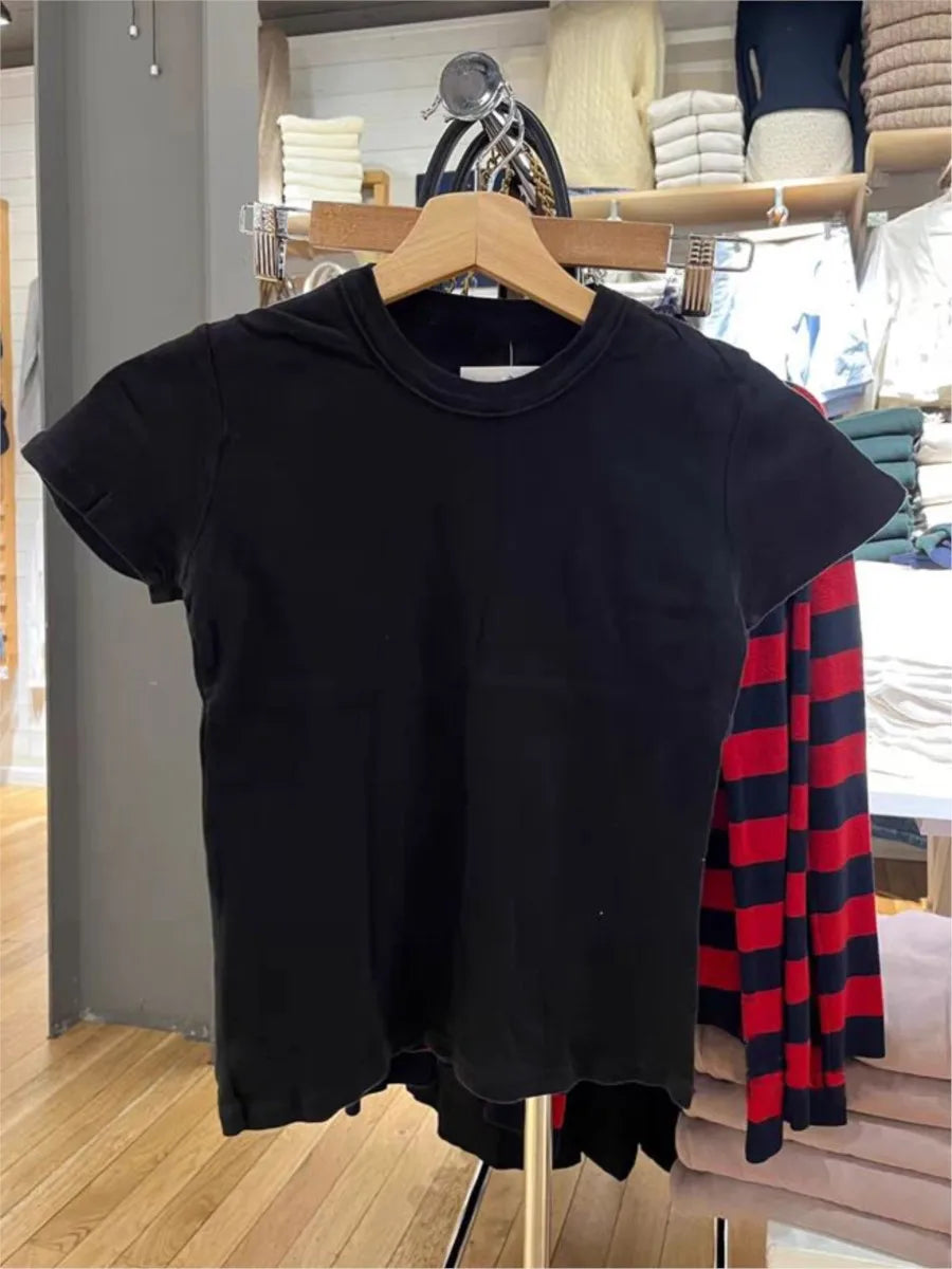 New Basic Black T-shirt Pants Sets Women O-neck Slim Tees+ Patchwork Yoga Sweatpants Solid Vintage Cotton Sport 2 Pieces Sets.