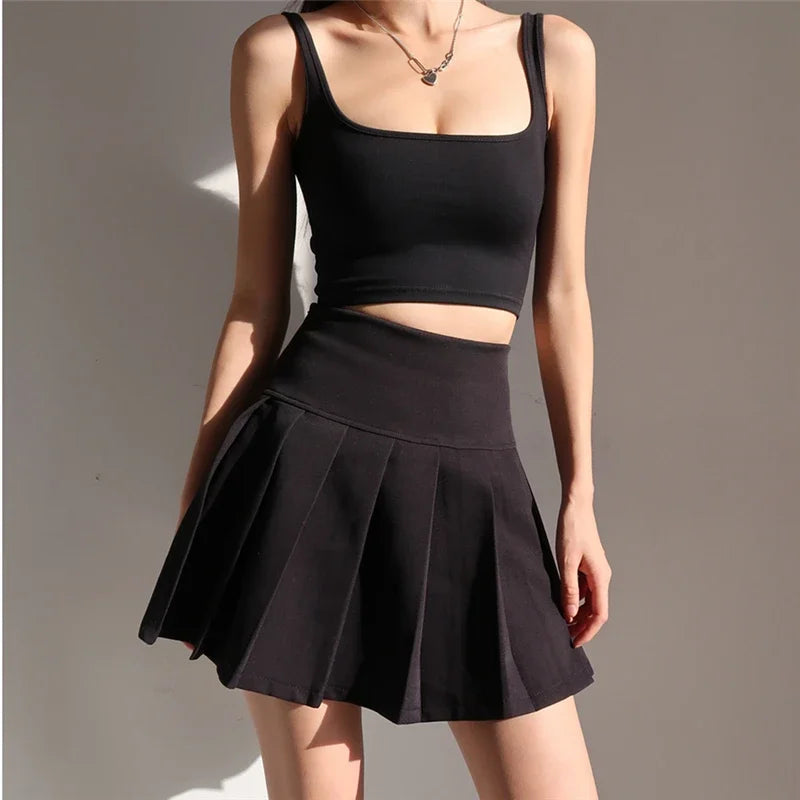 American School Y2k Style Summer Short Pleated Skirt For Women 2024 High Waist Sexy Hotsweet Mini Skirts Female.
