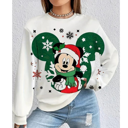Christmas Disney Mickey Mouse Women's Hoodie American Casual Hoodie Autumn Hip Hop Women's Hoodie Casual Clothing.