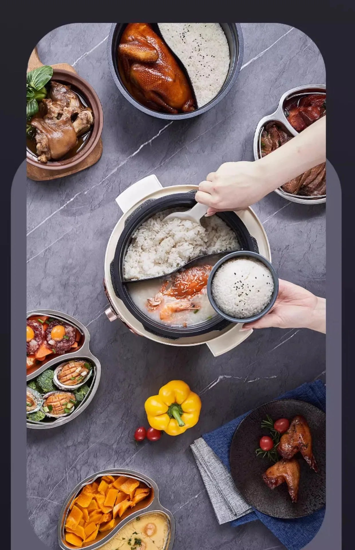 220V Home Electric Pressure Cooker 2 Flavor Multifunctional Rice Cooker Non-stick Multi Cooker & 2 Flavor Inner and Steamer.