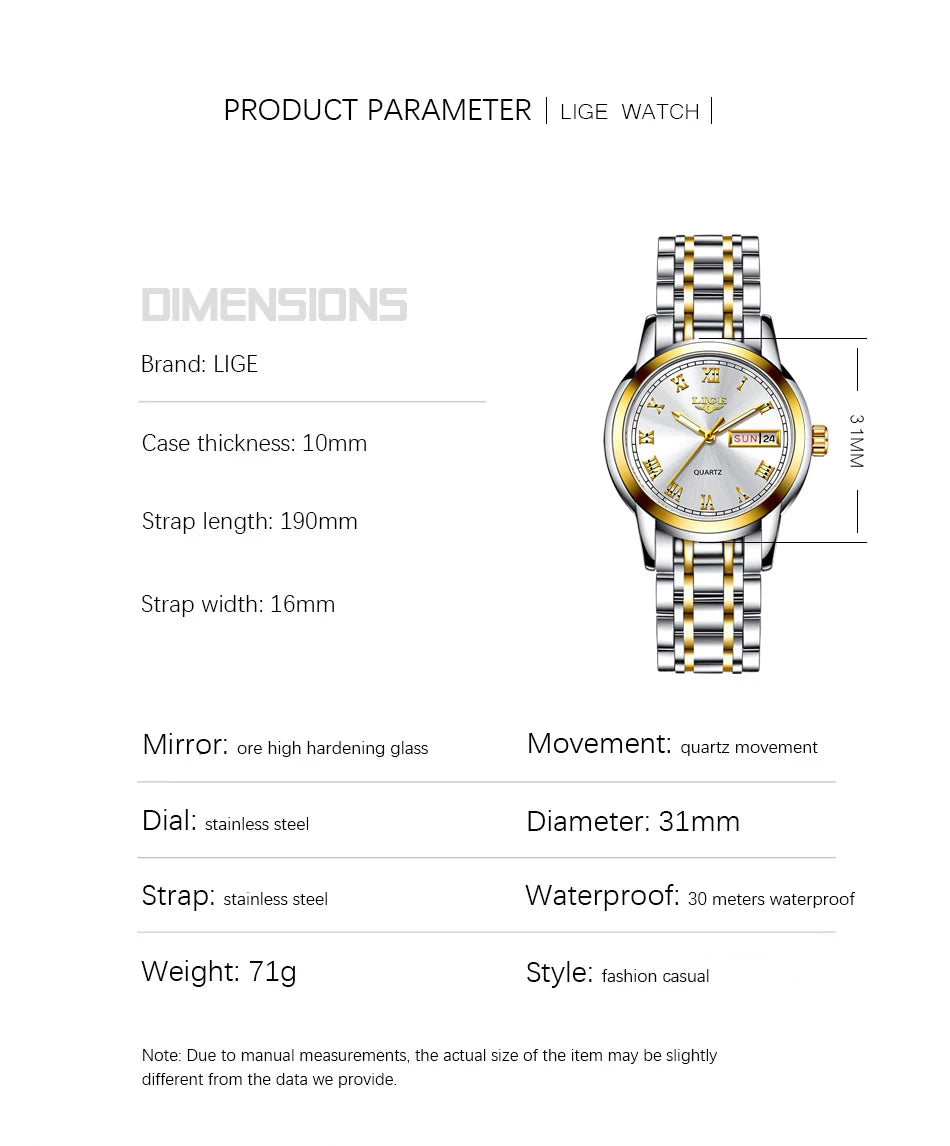 LIGE 2025 New Gold Watch Women Watches Ladies Creative Steel Women's Bracelet Watches Female Waterproof Clock Relogio Feminino.
