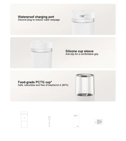 XIAOMI MIJIA Portable Blender,Makes 12 Cups Full Charge,Wireless and Portable,300ML Capacity Mixer Cup Juicer Machine,19,500rpm.