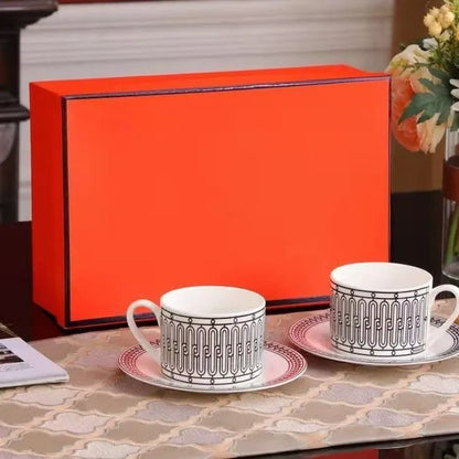 Red, Blue, Gray Tiger Series  Animal Images Bone Porcelain Coffee Cup Plate European Afternoon Tea Cup and Saucer Set Gift Box