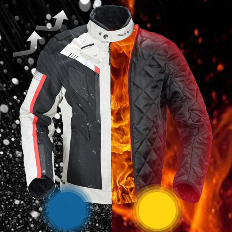 GHOST RACING Motorcycle Racing Jacket Man Waterproof Dirt Bike Pants Set With Protection Racing Suit Motocross Jacket Motor Suit.