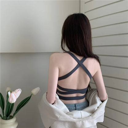 1pcs Sport Fitness Yoga Bra Sexy Women Vest Back Cross Strap Tank Tops Female Push Up Running Bra Lady Breathable Soft Underwear.