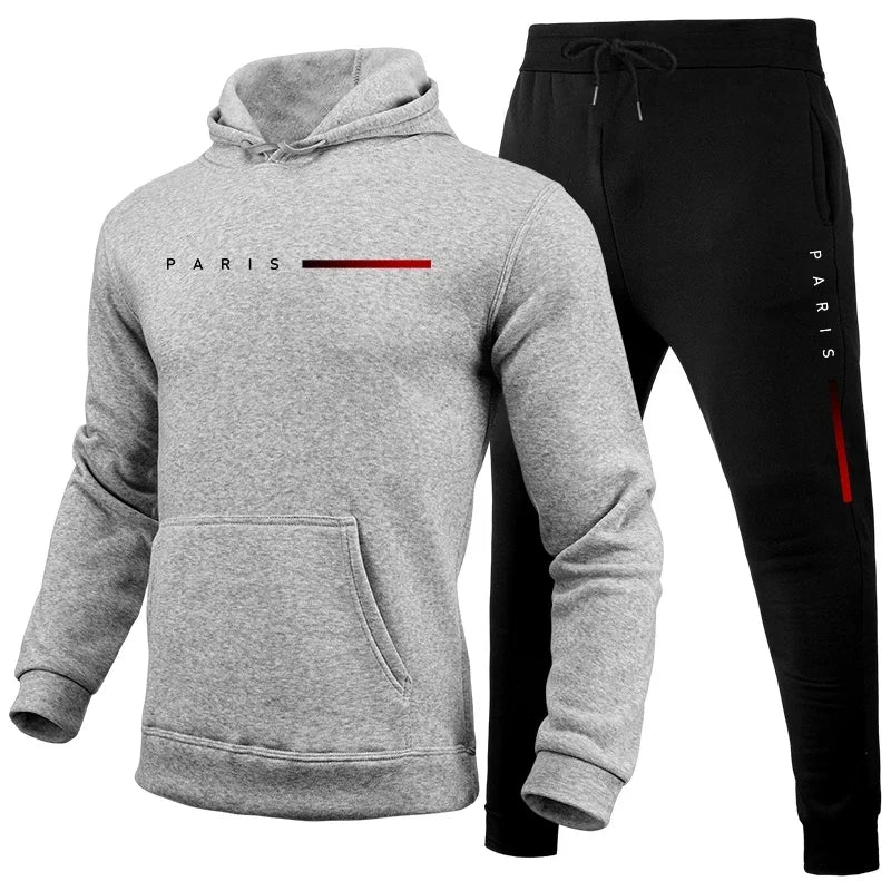 Men's autumn and winter fashionable hooded sweatshirts and pants, high-quality, warm and comfortable outdoor fitness and casual.