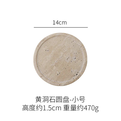 Minimalism Marble Tray for Perfume Candles Jewelry Travertine Stone Vanity Tray for Dresser Countertop Coffee Table Serving