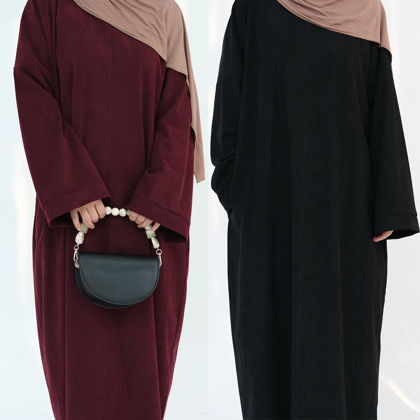 2024 Winter Dubai Women Corduroy Abaya Dress Ramadan Eid Arabic Modest Muslim Clothing Islam Party Jalabiya Fashion Turkey Robe.