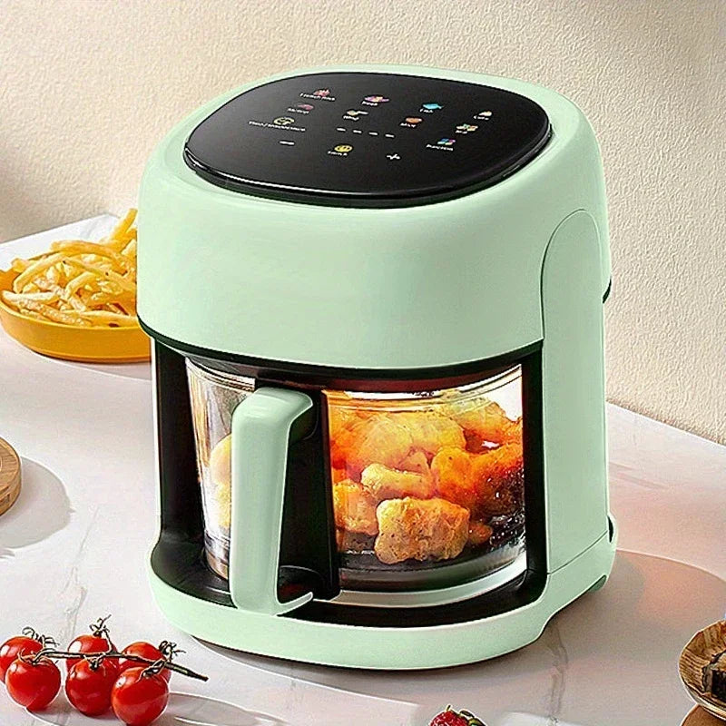 4.5L Smart Electric Air Fryers Oil-free Automatic Household Kitchen 360°Baking Convection Oven Deep Fryer Visible Window EU 220V.
