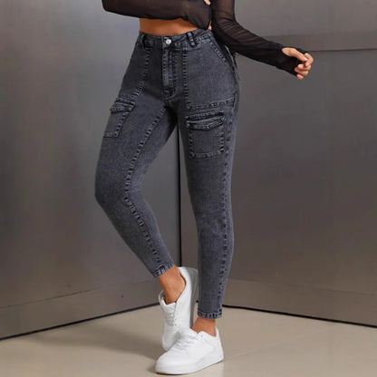 High Waist Women's Denim Slim Fit Jeans Butt Lifting Mid Waist Comfortable Stretchy Long Pants Fashionable Casual Trousers.