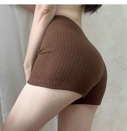 Knitting Seamless Leggings Women Fitness Shorts Ribbed Elastic Butt Liftting Yoga Shorts High Waist Slim Fashion Solid Tights.
