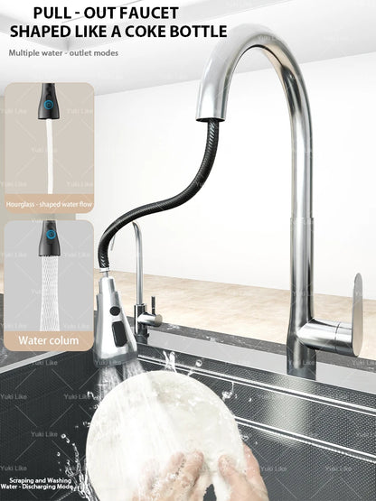 304 Stainless Steel Kitchen Sink Silver Large Single Slot  Multifunction Dishwashing Basin wash vegetables For Kitchen