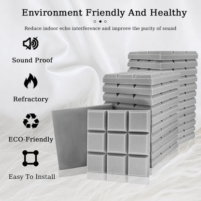 TOUO 6/12/24 Pcs Beveled Edge 9 Block Tiles Acoustic Foam Flame Retardant Soundproof Material Drum Room Acoustic Treatment