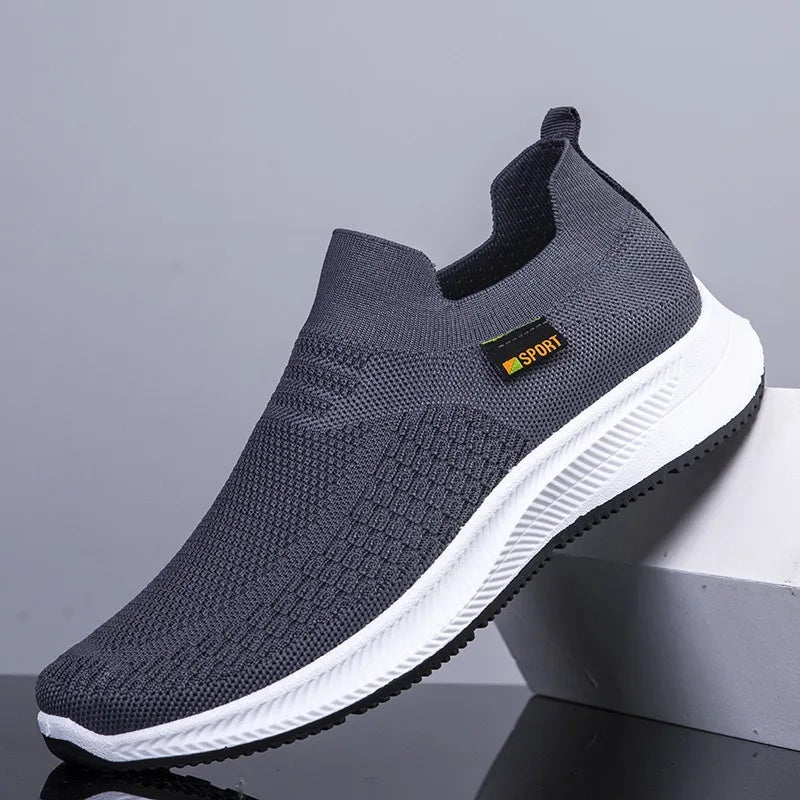 Men Walking Shoes Knit Mesh Breathable Sneakers Lightweight Sneakers Slip-on Mens Casual Shoes Fashion Comfort