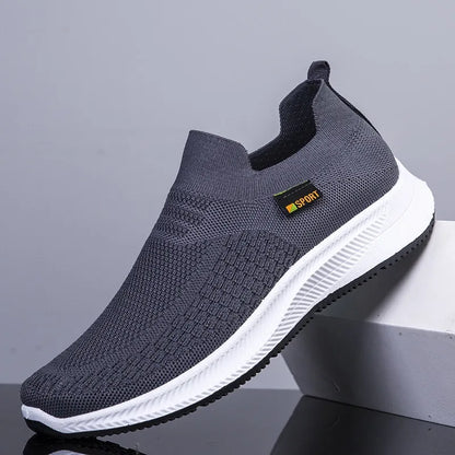 Men Walking Shoes Knit Mesh Breathable Sneakers Lightweight Sneakers Slip-on Mens Casual Shoes Fashion Comfort