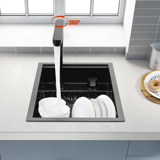 Verstecktes Küchenspüle, schwarz eingebettetes Arbeitsplattenwaschbecken, unsichtbares Waschbecken für die Küche, Bar, platzsparendes, verstecktes Badezimmerwaschbecken für Küchen