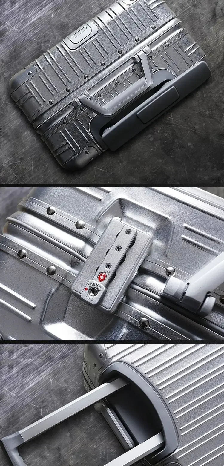20/24/26/29 Zoll leichter Handgepäckkoffer aus Aluminium-Magnesium-Legierung – Kabinengepäck, Geschäftsreisetrolley mit Spinnerrädern.