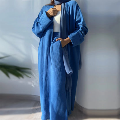 Modest Kimono Abaya Dubai Muslim Sets Islam Kaftan Dresses Kebaya Robe Femme Musulmane Abayas For Women Caftan Marocain Djellaba.
