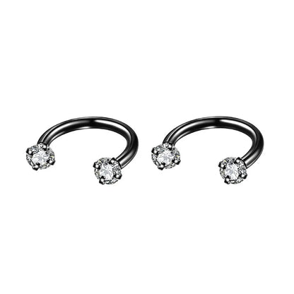 2Pcs 6/8/10mm Stainless Steel Zircon Piercings Earrings Horseshoe Ring Piercing Nose Ear Belly Rings Body Jewelry For Women/Men