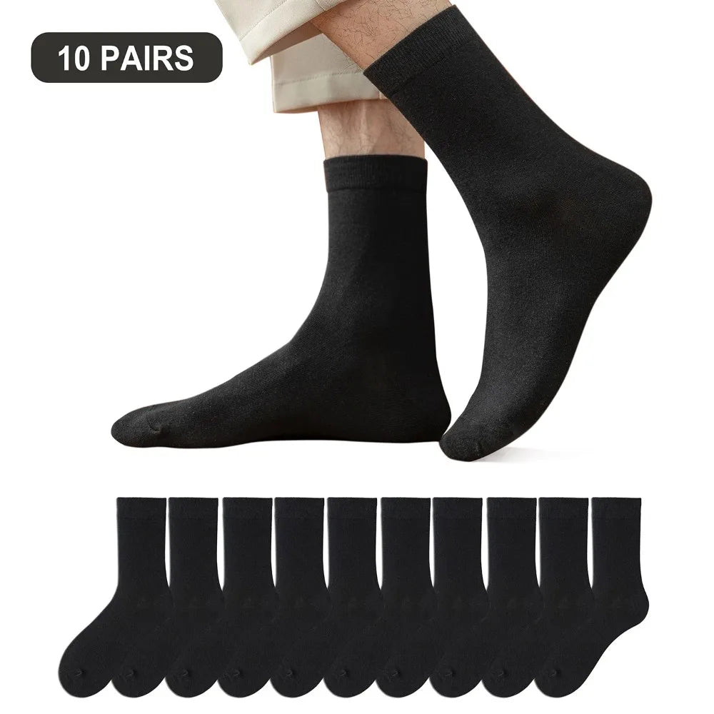 10 Pairs New Arrivals Men's Cotton Socks New Styles Black Business Men Socks Soft Breathable Autumn Spring for Male White.