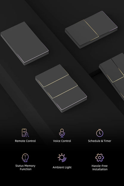 AVATTO Tuya WiFi Smart Lichtschalter US-Standard 1/2/3/4 Gang Druckschalter mit Umgebungslicht Arbeit für Alexa Google Home.