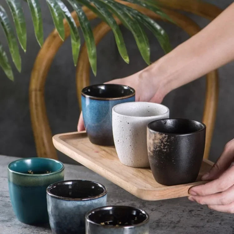 Japanese Ceramic TeaCup Stoneware Mug Soup Cup for Tea Ceremony Minimalist Style Hotel Home Decoration Heat-resistant Thickened.