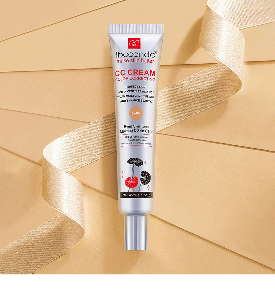 45ml Color Correcting CC Cream Facial Centella Asiatica Repair BB Cream Natural Concealer Whitening Liquid Foundation Cosmetics.