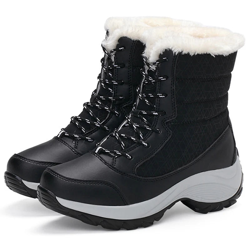 Women's Boots Lightweight Fur Boots Ankle Heels Winter Shoes Woman Fashion White Platform Botas Mujer Snow Boots Winter Footwear