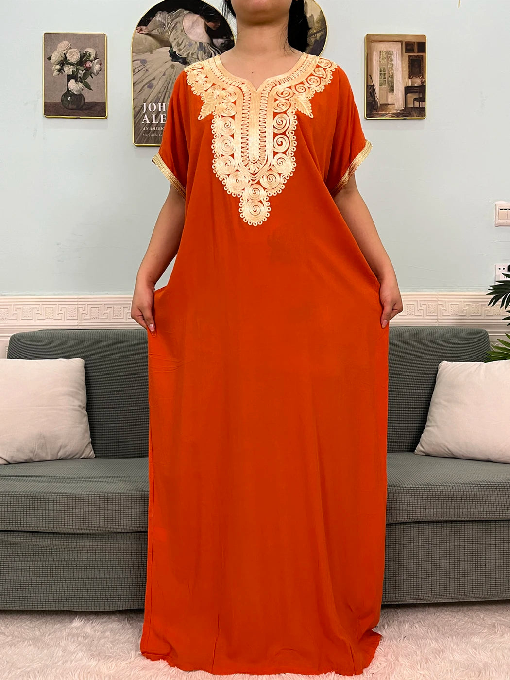 Muslimische Reine Abayas Für Frauen Dubai Baumwolle Applikationen Lose Fit Femme Robe Türkei Islam Traditionelle Kleider Mit Kopftuch Turban