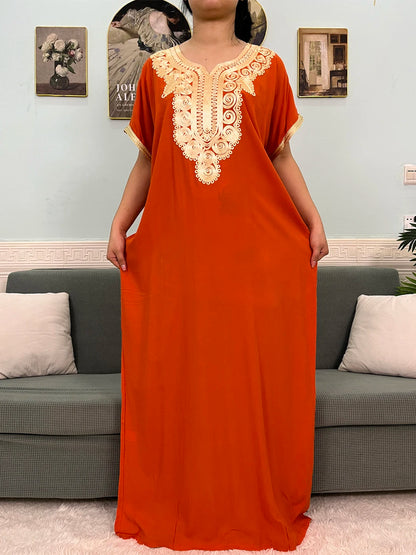 Muslimische Reine Abayas Für Frauen Dubai Baumwolle Applikationen Lose Fit Femme Robe Türkei Islam Traditionelle Kleider Mit Kopftuch Turban