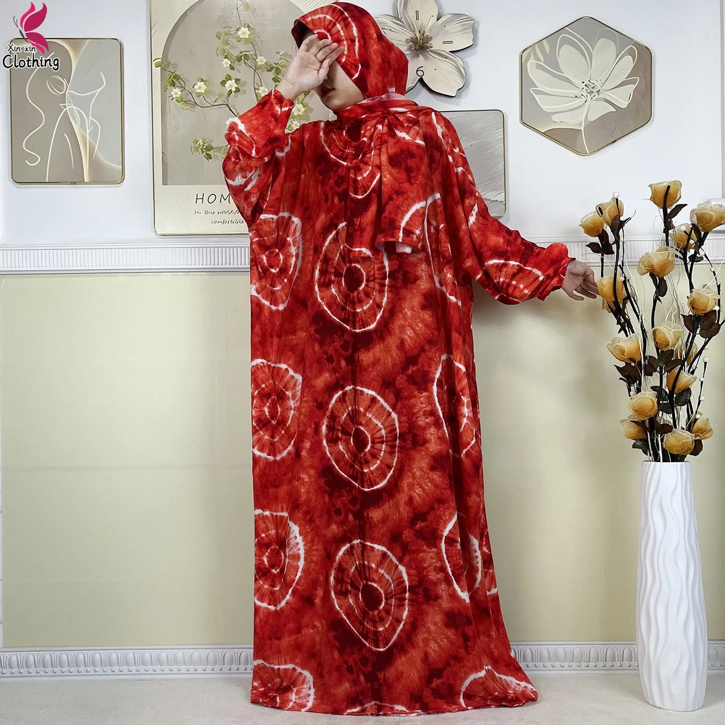 2025 New Muslim Abayas For Women Ramadan Prayer Garment Dubai Middle East Femme Robe Cotton Loose African Dress Turban Attached