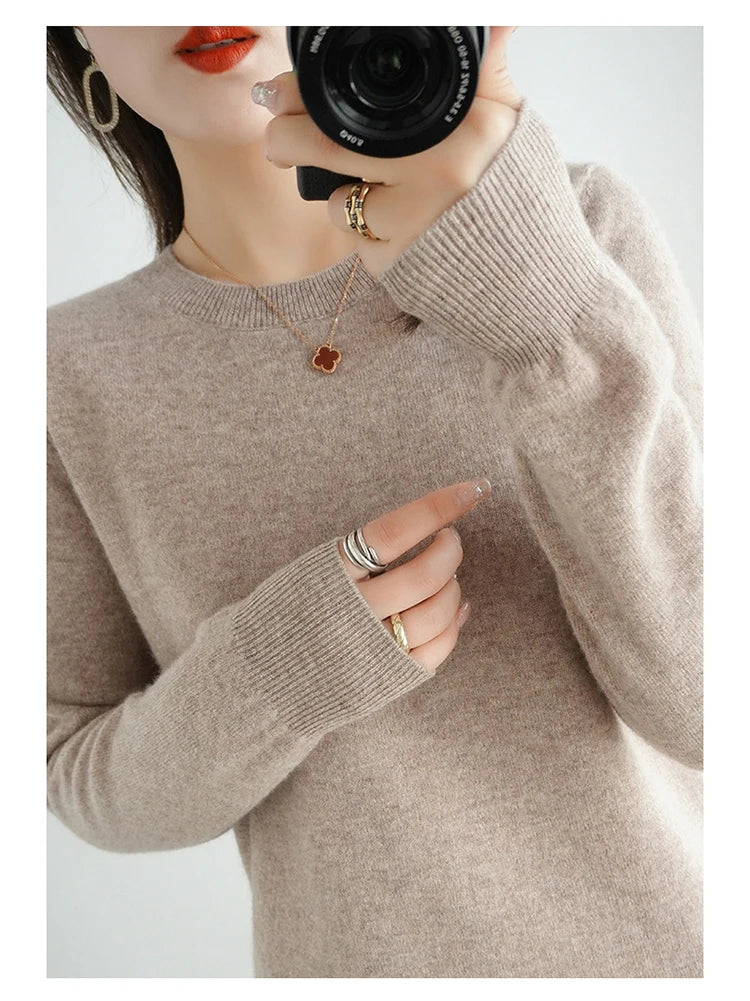 Herbst und Winter Kaschmirpullover Damen Rundhalspullover lässig gestrickt Top Damen kurze Unterwolle Mode 18 Farben