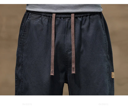 Brand Clothing New Soft Lyocell Fabric Pants Men Thick Loose Straight Drawstring Elastic Waist Korea Casual Cargo Trousers Male.